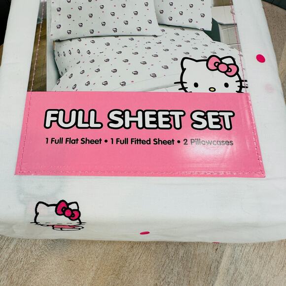 Hello Kitty 2024 100% Cotton 4 Piece Full Sheet Set NWT OEKO TEX Sanrio Pink - Picture 4 of 14